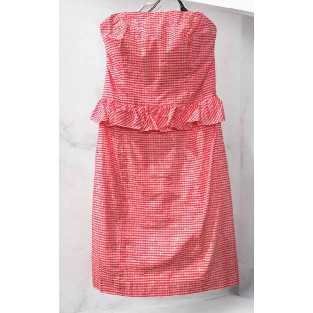 Lilly Pulitzer Women's Pink‎ Strapless Lowe Gingham Dress Size 4 Cruise Vacation - Picture 6 of 9